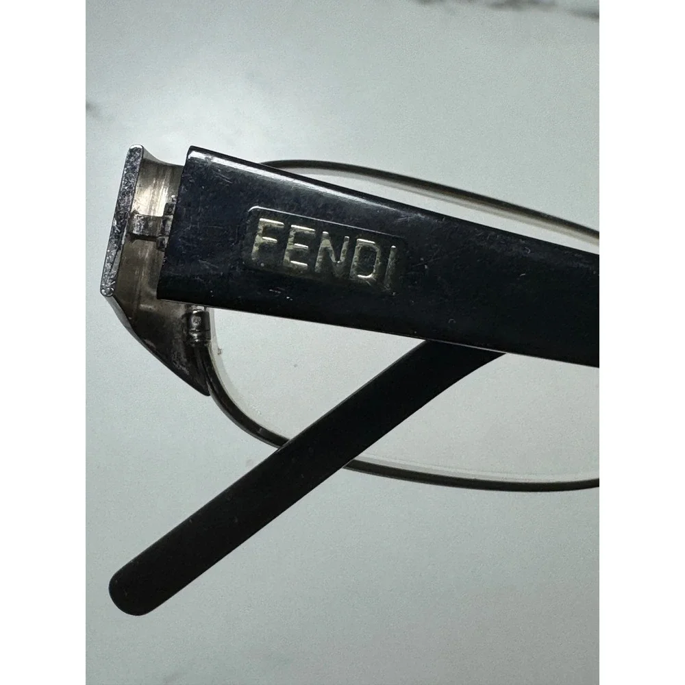 Fendi F653 Eyeglass Frames Silver Black Oval Rectangular Italy 50-16-135 028
